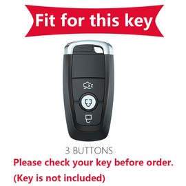 KUNIO Key Case Fits Ford Mondeo Mustang Explorer EcoSport S-Max Ranger Fiesta F150 F250 TPU Leather Texture Key Case Car Key Cover Key Protector 3 Buttons Silver