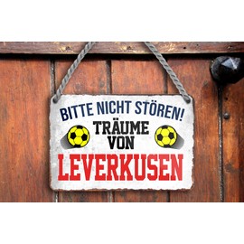 schilderkreis24 Tin Sign Funny Saying "Bitte Nicht stören Träume von Leverkusen" Decorative Garage Item Sport Club Gift Idea Club Christmas Football Fan Lovers Enthusiasts 18 x 12 cm
