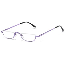 ABETOS Half Moon Reading Glasses Men Women Half Rim Metal Frame Spring Hinge Retro Stylish Slim Computer Readers, Purple 2.25