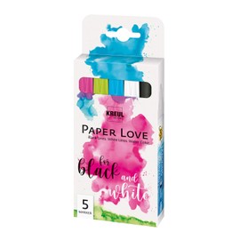 KREUL 18199 - PaperLove Marker Set, Consisting of Black Lines, White Lines and Water Colour - The Ideal Pen Combination for Graphic Design, Hand Lettering and Illustrations