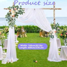 Pack of 2 Pelmet White Wedding Curtain Wedding Arch, 160 x 600 cm Wedding Arch Decoration, Tulle Fabric Curtains for Wedding Party Ceremony, Photography, Stage Decoration, Party