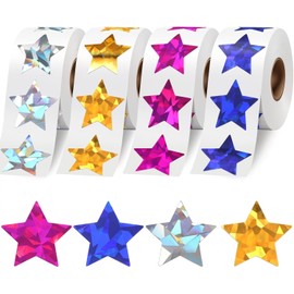 2000 pegatinas holográficas de estrellas, pegatinas adhesivas metálicas con purpurina reflectantes, ideales para planificadores de estudiantes y suministros de aula, cada una mide 1 pulgada