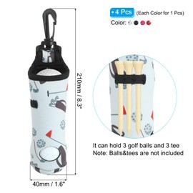 PATIKIL Golf Ball Carry Bag, 4 Pack Golf Tee Holder Pouch Portable Neoprene Golf Ball Holder with Clip for Men and Women Storage, Multicolor