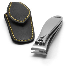 GERMANIKURE Professional Nail Clipper - FINOX Surgical Stainless Steel, Travel Size, Leather Case, Ethically Made in Solingen Germany - Carbon - Color: Large Toenail Clipper