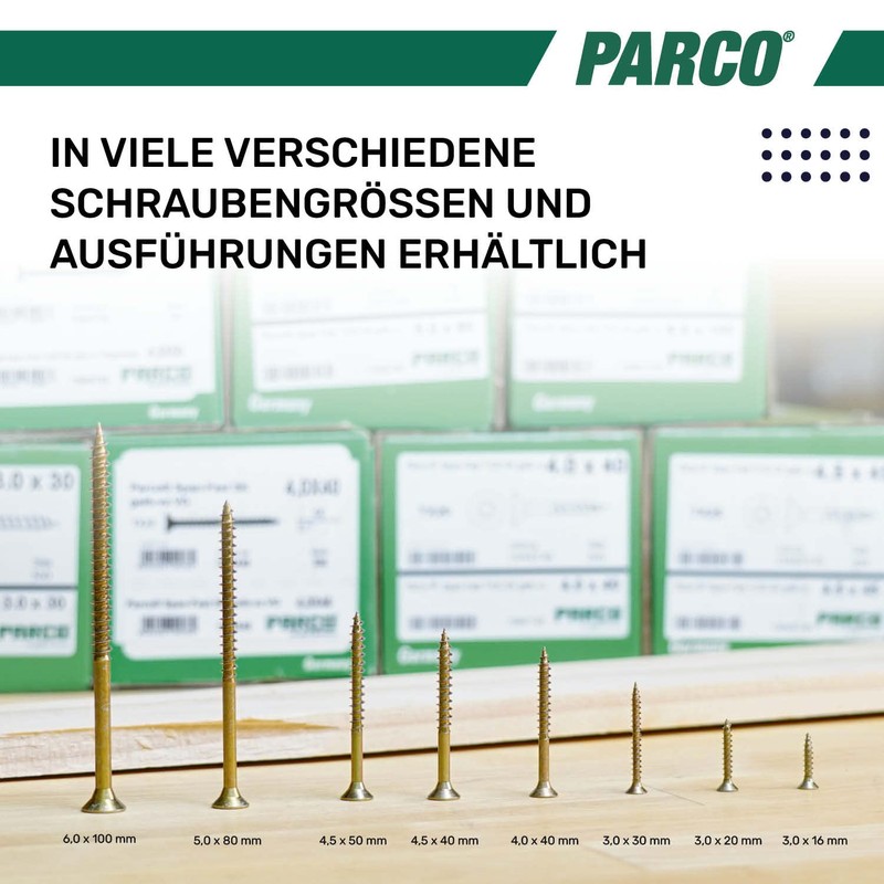 Parco Chipboard Screws with Countersunk Head, 1094x70