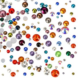 AD Beads 1440 Pieces Mixed Size No Hotfix Glue on Quality Glass Flatback Rhinestones Round Crystal Gems ( 32 Mixed Color )