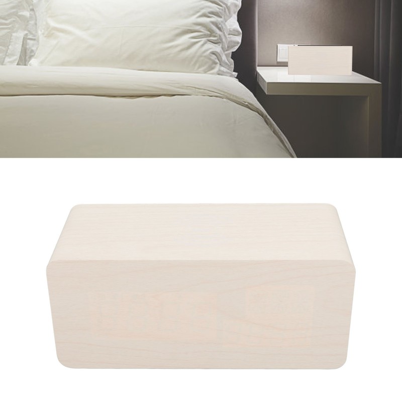 Digital Wooden Alarm Clock Wireless Charging Weekend Mode Dual Alarm