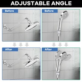 Shower Head Swivel Ball Adapter, Shower Connector Ball Joint, Solid Brass Adjustable Shower Arm Connector, Universal Shower Extension Showering Component, Polish Chrome