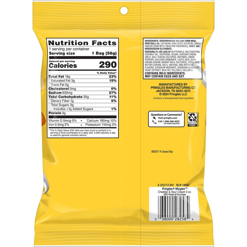 Pringles Mingles Puffed Snacks, Cheddar and Sour Cream, Cheese Puffs,