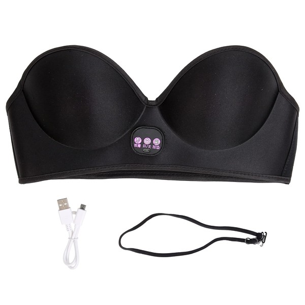 Electric Breast Massage Bra, Wireless USB Breast Massager with 3-Speed Vibration Massage and 3-Speed Hot Compress, Accelerates Blood Circulation, Relieves Breasts, Breast Bra