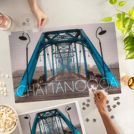 Lantern Press 1000 Piece Jigsaw Puzzle, Chattanooga, Tennessee, Walnut Street Bridge in The Fog