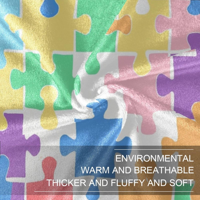 Blueangle Jigsaw Puzzle Throw Blanket Super Soft & Warm, 50x60