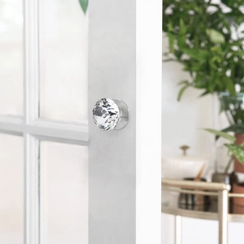 CcHhyyt 2 Pcs Crystal Self Stick Knobs Aluminum Self Adhesive
