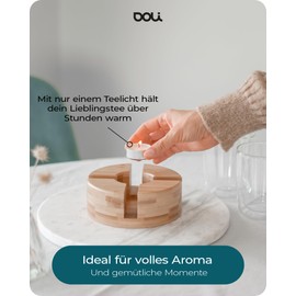 Doli Bamboo Tea Warmer 5.5 x 15 cm - Handmade - Sturdy, Durable and Energy Saving - Made from Renewable Raw Materials - For Perfect Tea Enjoyment