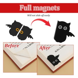 Cat Bookmark, 6 Pcs/Set Assorted Cute Black Cat Book Marks Magnetic Bookmarks Unique Bookmarks Kawaii Black Book Markers Clip Gifts for Women, Readers, Teachers, Students, Book Lovers