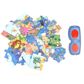 Cartoon Ocean Forest Puzzle Building Blocks Educational Toy Set with Infrared Glasses (Ocean)