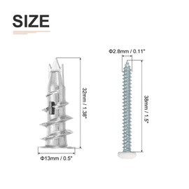 DTGN 1/2"x1-1/4" Self-Drilling Drywall Anchors with Screws Kit - 20 Set - Good for Concrete Tile Cement - Zinc Alloy Hollow Wall Anchors Kit with Screws