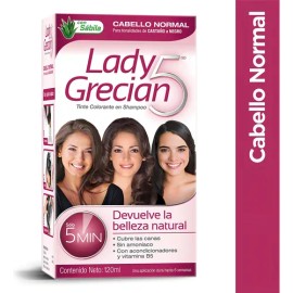 Tinte Colorante en Shampoo Lady Grecian 5 para Cabello Normal Castaño a Negro 120ml
