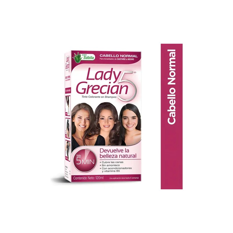 Tinte Colorante en Shampoo Lady Grecian 5 para Cabello Normal