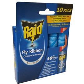 Raid Fly Ribbon, Fruit Fly Traps for Indoors and Outdoors, Bug Trap for Winged Insects, Pack of 10