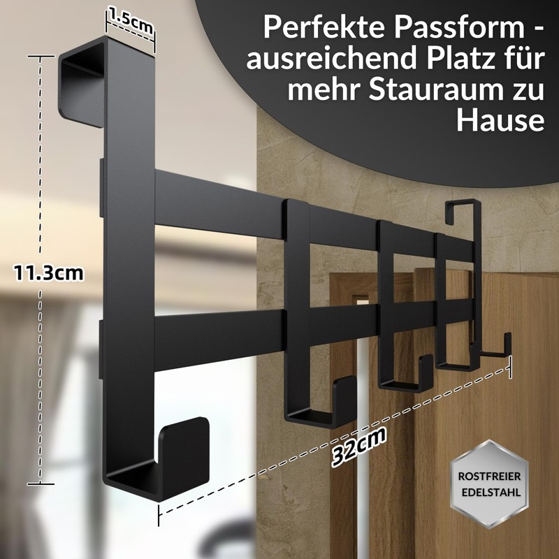 DEKAZIA Door Coat Rack Black for Hanging Door Hook Rack