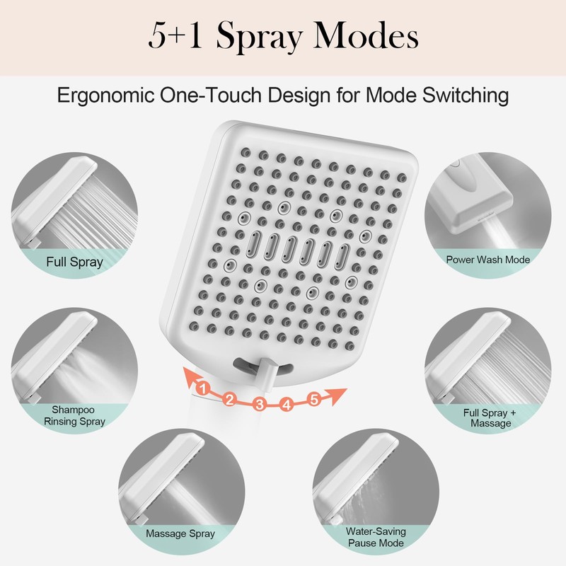 Homlord Filtered Shower Head with Handheld White - High Pressure