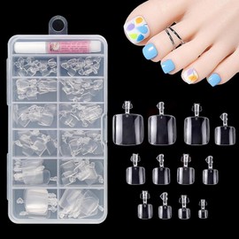 Square Toenails for Sticking, Pack of 120 Clear Soft Gel Toenails for Gluing, Artificial Toenails for Home Art, DIY Nail Salon, Full Cover Toe Nails with Box, 12 Sizes