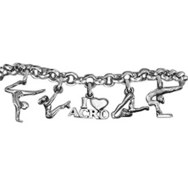 Gymnastics, ACRO, 5 Charm Adjustable Bracelet. It Will Fit Everyone. What A Wonderful Gift For Yourself, Or Someone Special, Gift Ready, Comes In A Black Velvet Bag