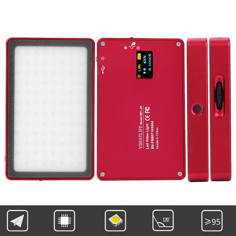 VBESTLIFE MFL-05 Mini OLED Display Magnetic 3000K-6500K Dimmable LED Video