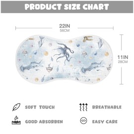 vvfelixl Muslin Burp Cloths Sea Turtle and Octopus Baby Washcloths for Baby Girl Boys 2 Pack