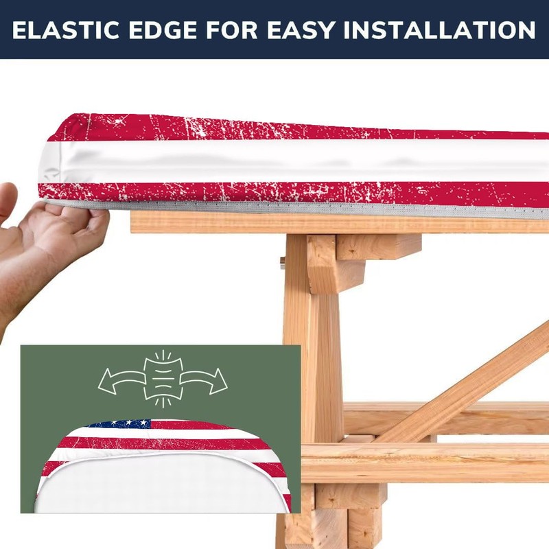 CAPSCEOLL Fitted Picnic Table Cover with Bench Covers 4Th of