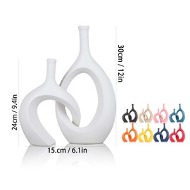 WUBIANJIE Red Ceramic Vase Set - Modern Boho Decor, Snuggle Design, Vases for Living Room, Bedroom, Coffee Table, Fireplace