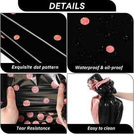 Newwiee 3 Pcs 84 Inch Polka Dot Round Disposable Tablecloths Plastic Table Cover Plastic Table Cloth with Runner Printed for 2025 Graduation Birthday Party Wedding Prom (Black,Rose Gold)