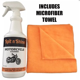Spit n Shine Motorcycle Cleaner 32 oz. with 16" x 16" Microfiber Towel