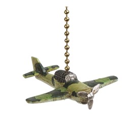 Clementine Designs Fighter Plane Ceiling Fan Light Dimensional Pull Resin Green
