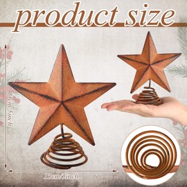 Gejoy Mini Metal Rust Christmas Rustic Tree Topper Rural Vintage Natural Star 5 Inch Miniature Star Tree Topper for Christmas Home Decor Winter Holiday