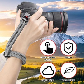 Chingcoo Camera Wrist Strap, Hand Strap Camera with Quick Release, Camera Strap Climbing Rope, Wrist Adjustable Camera Strap for Different Wrists, gray