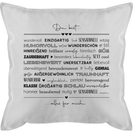 Cushion 50 x 50 cm – Valentine's Day Partner Ideas – Du bist Alles für Mich – 50 x 50 cm – White – Couple Gifts Wales Day Friendship Pillow Anniversary Gift for Him Love Best Friend