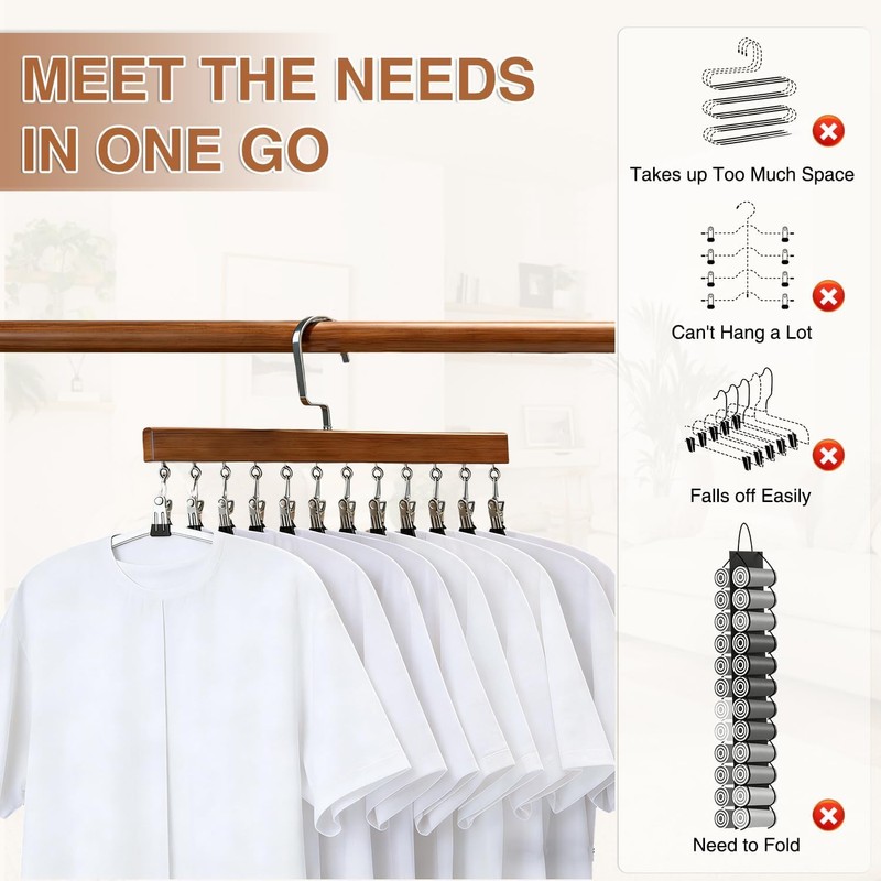 Closet Organizer with 12 Clips, Space Saving Hangers for Clothes,