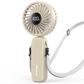 AMACOOL Handheld Fan Foldable, 5000mAh Rechargeable Hand Fans with Powerful Cooling, 4 Speeds, LED Display, Portable Fan for Travel,Concerts,Makeup,Lash,Outdoor Events,Gifts Women