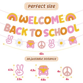 Welcome Back to School Banner Groovy Classroom Party Decorations for Children Kids Teacher Celebrating Boho Welcome Back to School Kindergarten Preschool Party Supplies
