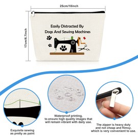 Sewing Gift Dog Lover Gift Quilter Makeup Bag for Women Sewing Machine Themed Crafting Lover Gifts Cosmetic Bag Sewer Quilting Gifts Christmas Birthday Present Travel Make Up Pouch