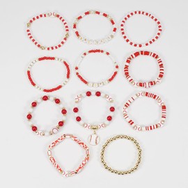 12pcs Sports Themed Stretchy Bracelet for Women, Basketball Design Bracelet