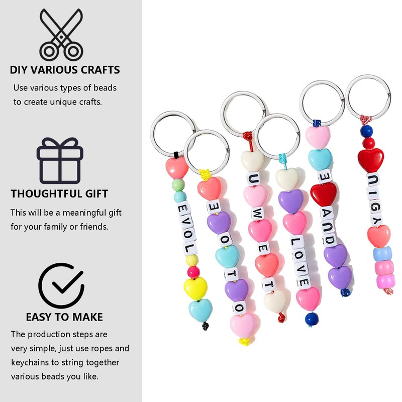 JehaYu 285 Pcs Bead Keychain Making Kit, DIY Beadable Keychains