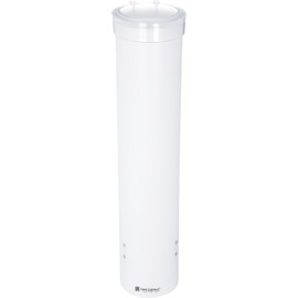 San Jamar Medium Pull-Type Cup Dispenser 4-10 Oz. Cups with Flip Cap for Restaurants, Dining Halls, and Fast Food Plastic, 16 Inches, White