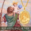 TANGPOET Sterling Silver St Christopher Necklace Womens 24K Gold Plated