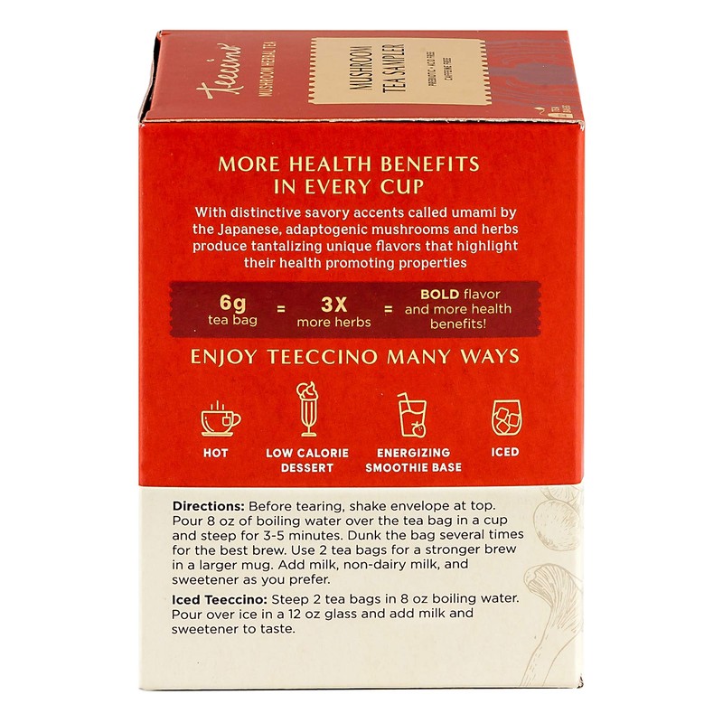 Teeccino Mushroom Herbal Tea - Mushroom Adaptogen Tea Sampler -