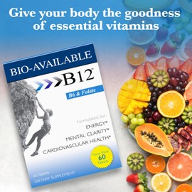 Wellgenix Bio Available Sublingual B12-60ct (2 Pack) - Daily Multivitamins Focus Support Formula w/Vitamins C, B6, B12, Folate & Biotin -Energy & Diet Supplement for Immune & Overall Health