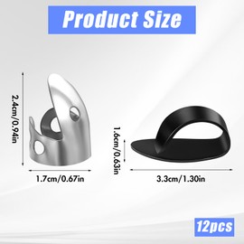 Finger Pick Sets, 12PCS Banjo Picks Guitar Finger Picks Adjustable Bass Finger Pick Including Stainless Steel Fingers Picking and Thumb Picking for Guitar,Banjos and Other Instrument