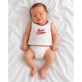 LaVelahome Camicia della Fortuna Neonato Made in Italy Camicino, 100% Cotone Percalle, Camincina (Bianco/Rosso)